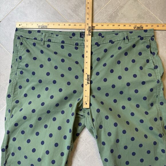J Crew High Rise Girlfriend Chino Pants 24 Green Navy Polka Dot Preppy - Picture 6 of 12